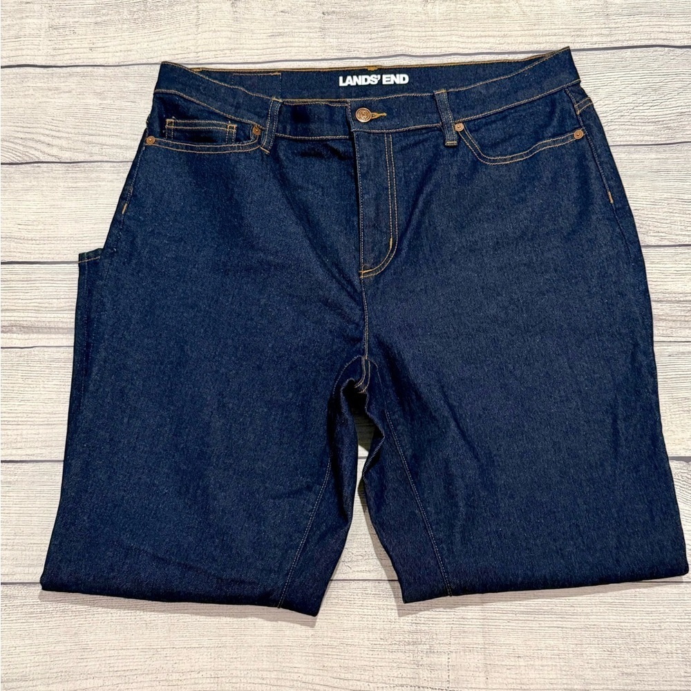 Lands' End Size 16 High Rise Straight Leg Blue Jeans - Picture 6 of 12
